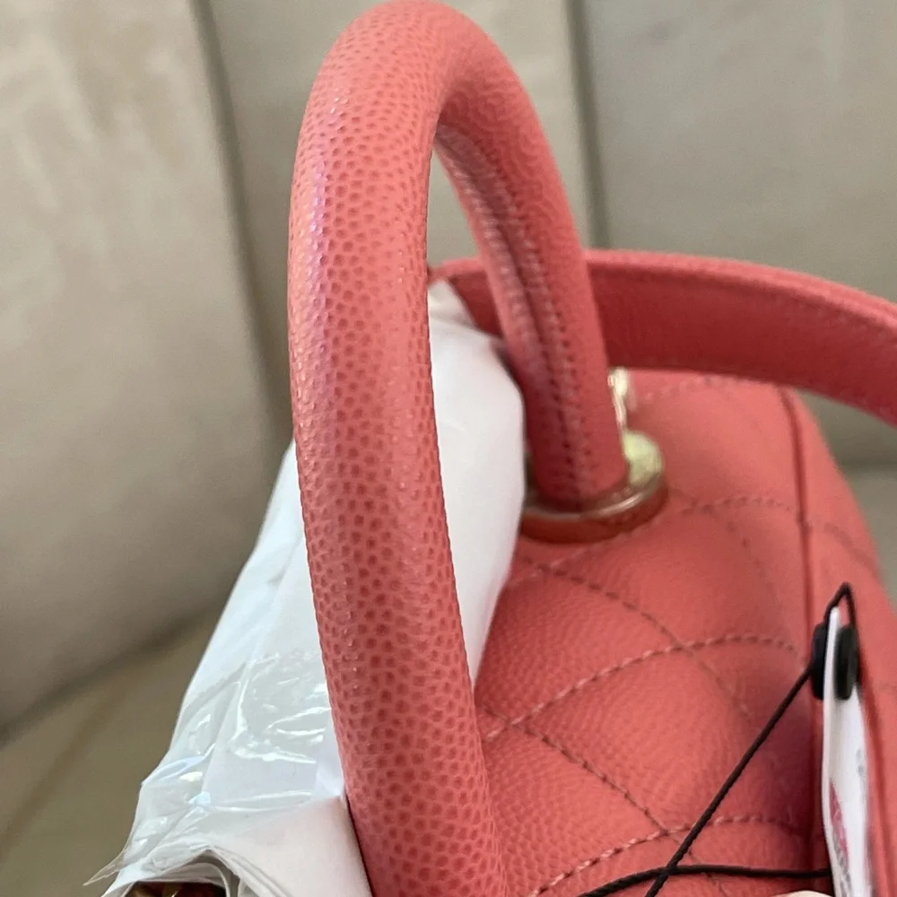 NEW CHANEL 22A Pink Caviar Small/ Old Mini Coco Handle Flap w/ receipt - Picture 11 of 15